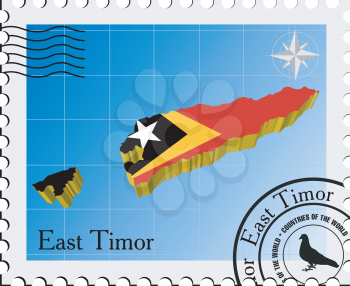 Royalty Free Clipart Image of a Stamp with a Map of East Timor