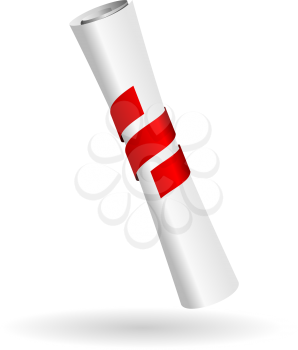 Royalty Free Clipart Image of a Scroll with a Red Ribbon