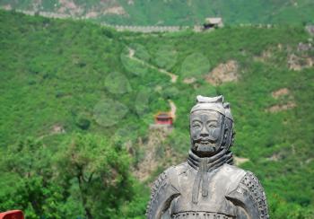 Old chinese stone warrior near the Great Wall