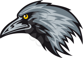 Head of black raven for mascot. Vector illustration