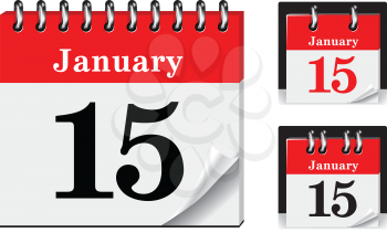 Royalty Free Clipart Image of a Calendar Showing January 15