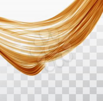 Closeup of long human hair with tilt shift effects. Vector illustraion on chekered background