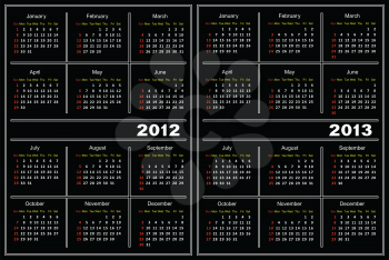 Royalty Free Clipart Image of a Black Calendar Template