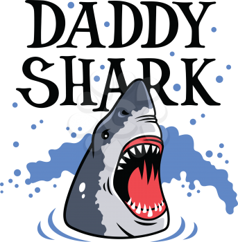 Shark vector illustration for men's T-shirt design. Funny Graphic Tee