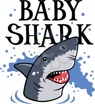 Shark vector illustration for kids T-shirt design. Funny child Graphic Tee