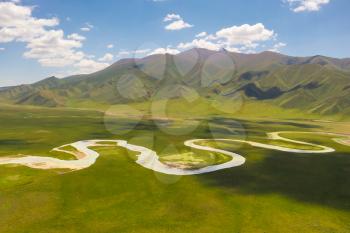 Winding rivers and meadows. Shot in xinjiang, China.