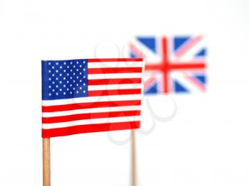 The national flag of the United Kingdom (UK) and United States of America (USA)
