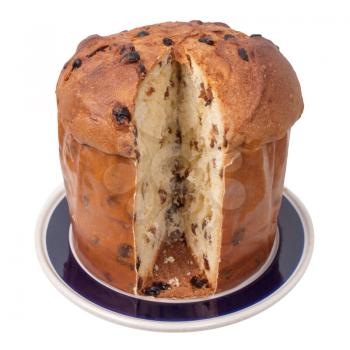 Panettone - Christmas sweet bread loaf from Milan in Italy - isolated over white background