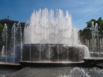 Fountain in front of Castello Sforzesco in Milan