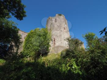 Ruins of Chepstow Castle (Castell Cas-gwent in Welsh) in Chepstow, UK