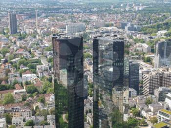 Aerial view of the city of Frankfurt am Main in Germany