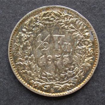 Close up of vintage Swiss Franc coin