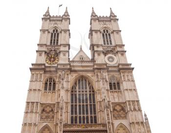 The Westminster Abbey church in London UK - isolated over white background