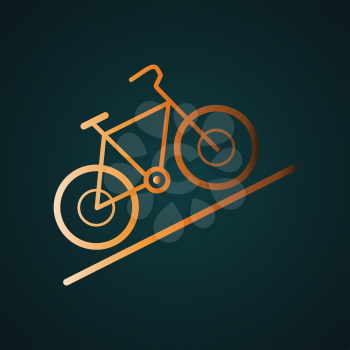 Bicycle for the off-road icon vector. Gradient gold concept with dark background