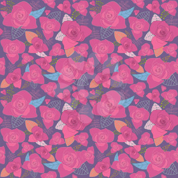 Pale violet red rose flowers seamless pattern background