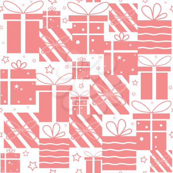 Gift box seamless pattern on white background