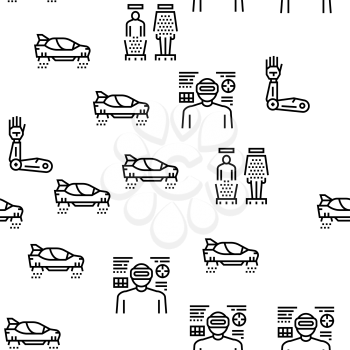 Future Life Devices Vector Seamless Pattern Thin Line Illustration