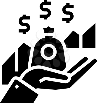 growth dividends precent glyph icon vector. growth dividends precent sign. isolated contour symbol black illustration
