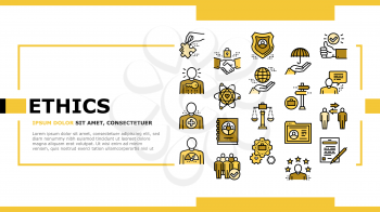 Business Ethics Moral Landing Web Page Header Banner Template Vector. Social Ethics And Partnership, Honesty And Impact, Handshake And Team Building Illustration