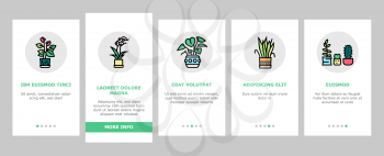 Houseplant Store Sale Onboarding Mobile App Page Screen Vector. Potting Houseplant And Cactus, Leaves Tree And Flower, Secateur Tool And Shovel Illustrations
