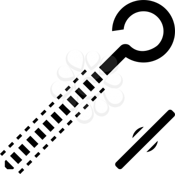 eyebolt with peg glyph icon vector. eyebolt with peg sign. isolated contour symbol black illustration