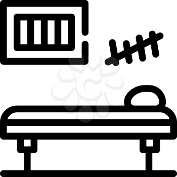 prison cell with bed line icon vector. prison cell with bed sign. isolated contour symbol black illustration