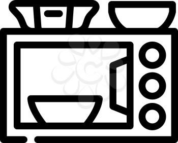 microwave for make airline food hot line icon vector. microwave for make airline food hot sign. isolated contour symbol black illustration