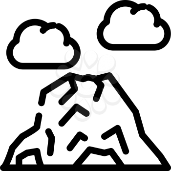volcano mountain line icon vector. volcano mountain sign. isolated contour symbol black illustration