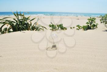 Royalty Free Photo of a Light Bulb on the Beach