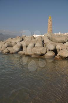 Royalty Free Photo of a Lighthouse in Puerto Banus (Marbella), Spain