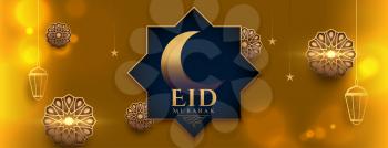 beautiful eid mubarak realistic banner design