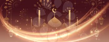 eid mubarak beautiful lights banner design