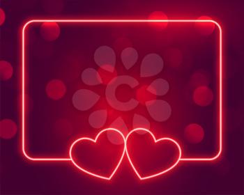 beautiful neon hearts frame with text space
