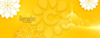 beautiful ramadan kareem yellow flowers banner design