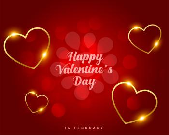 happy valentines day golden floating hearts design