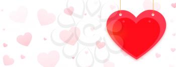 happy valentines day greeting banner with red heart