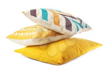 Soft color pillows on white background�