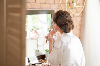 Morning of beautiful young bride before wedding ceremony�