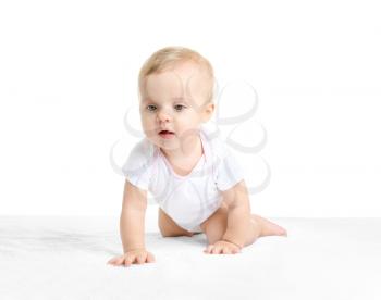 Cute little baby isolated on white�