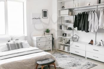 Interior of white modern bedroom�