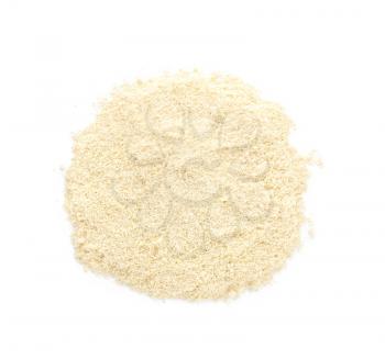 Pile of almond flour on white background�