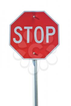 Isolated image of stop sign with reflect surface