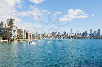 skyline of Sydney with the city housing estate and Sydney Harbour