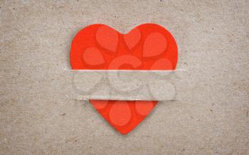 cardboard blank card with paper red heart