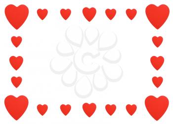 red hearts border isolated on white background