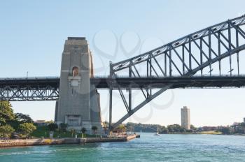 fragment  view of the Sydney Harbour Bridge with climbers