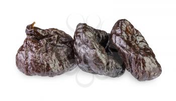 Dried pitted Prunes isolated on a white background 