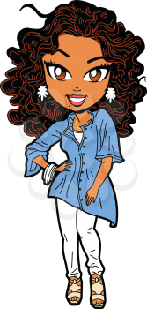 Royalty Free Clipart Image of a Woman in a Blue Blouse