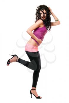 Royalty Free Photo of a Woman in Black Leggings