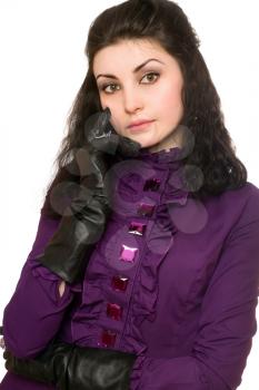 Royalty Free Photo of a Woman in a Purple Jacket
